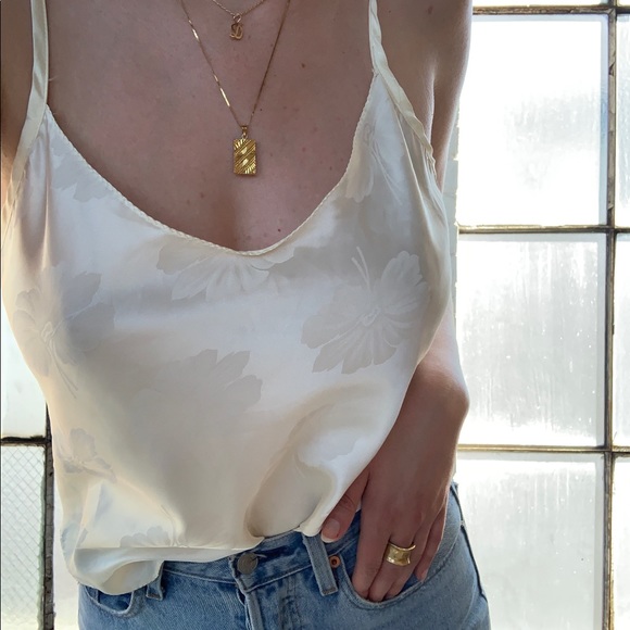 Califonia Dynasty Tops - Vintage Silky Satin Floral Lingerie Camisole